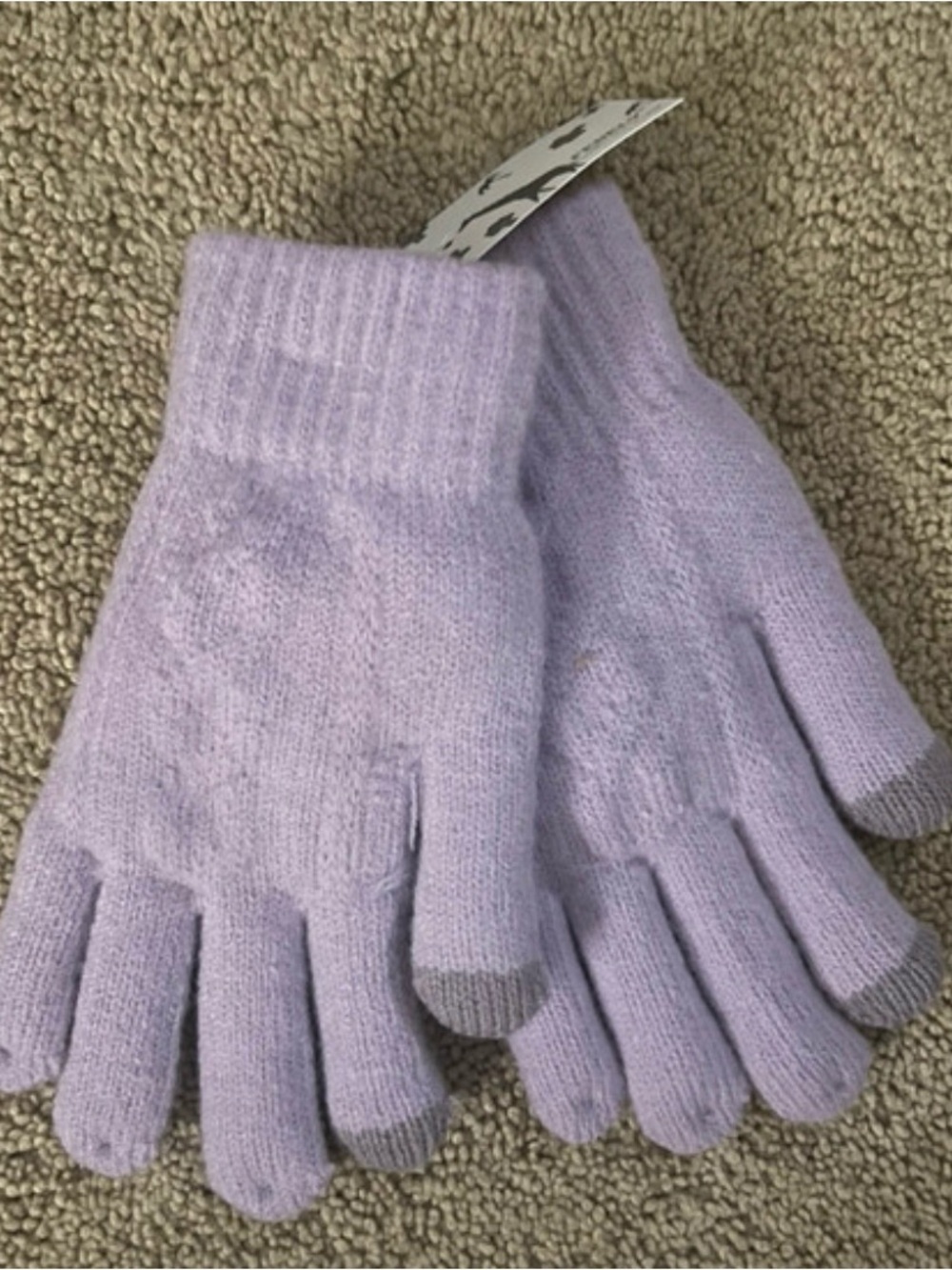 Kids Lavender Touchscreen Knit Mittens - Soft Winter Gloves